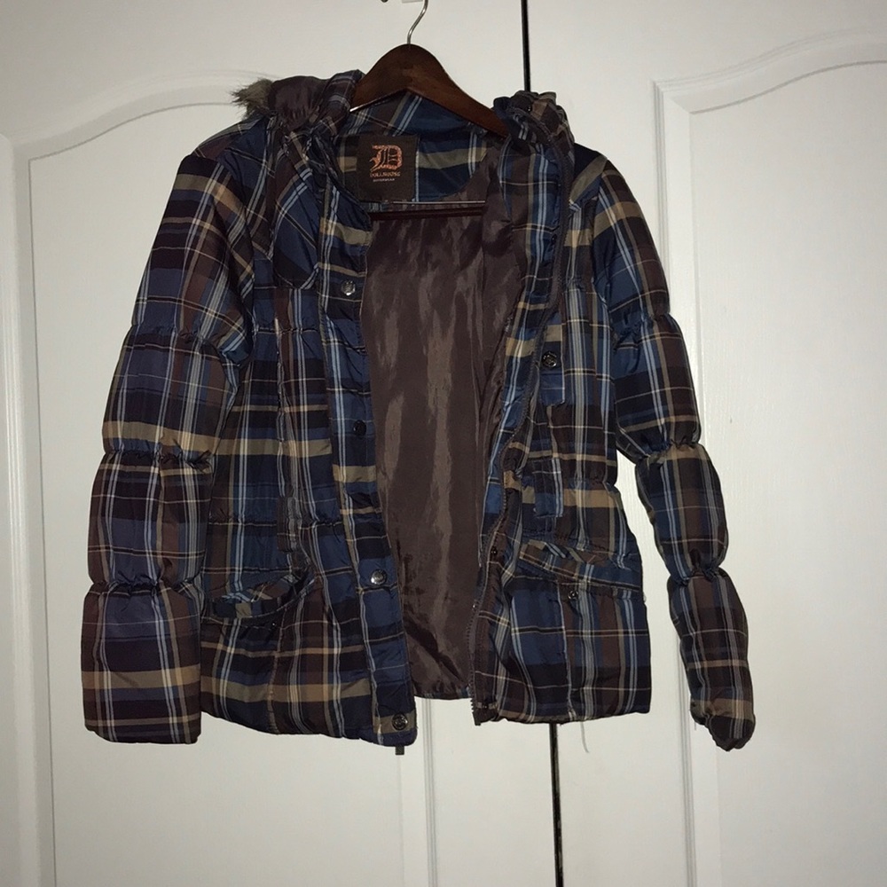 Multi color puffer coat
